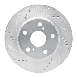 Lexus HS250H Brake Rotor (1) - Front Left - R1 Concepts - Drilled & Slotted - Silver - `06-`18